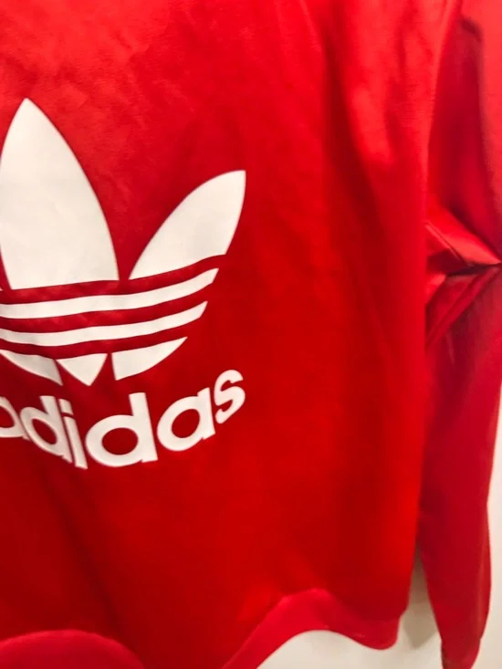 adidas Red Long Sleeve Trefoil Logo Tee - Picture 3 of 4